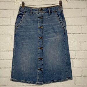 Pilcro and the Letterpress Anthropologie Button Front Stretch Denim Midi Skirt 4